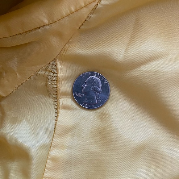 Talbots Yellow Mustard Double Breasted Herringbone Wool Peacoat Size Petite 4P - Picture 9 of 10